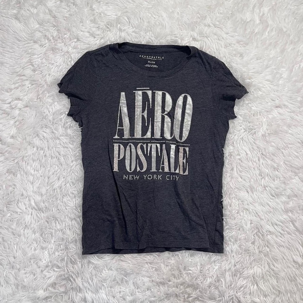 y2k vintage aeropostale gray graphic top medium